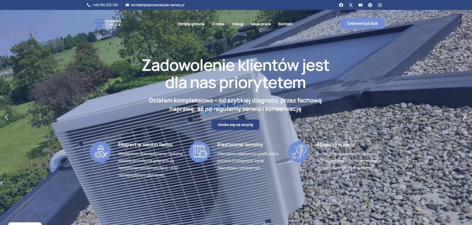 Przykład strony internetowej - wizytówka firmy serwisowej AGD